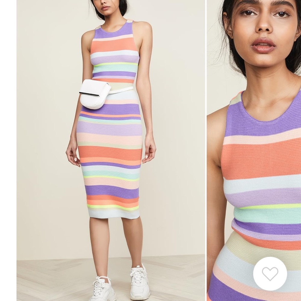 Alice + Olivia Multicolor Striped Midi Dress